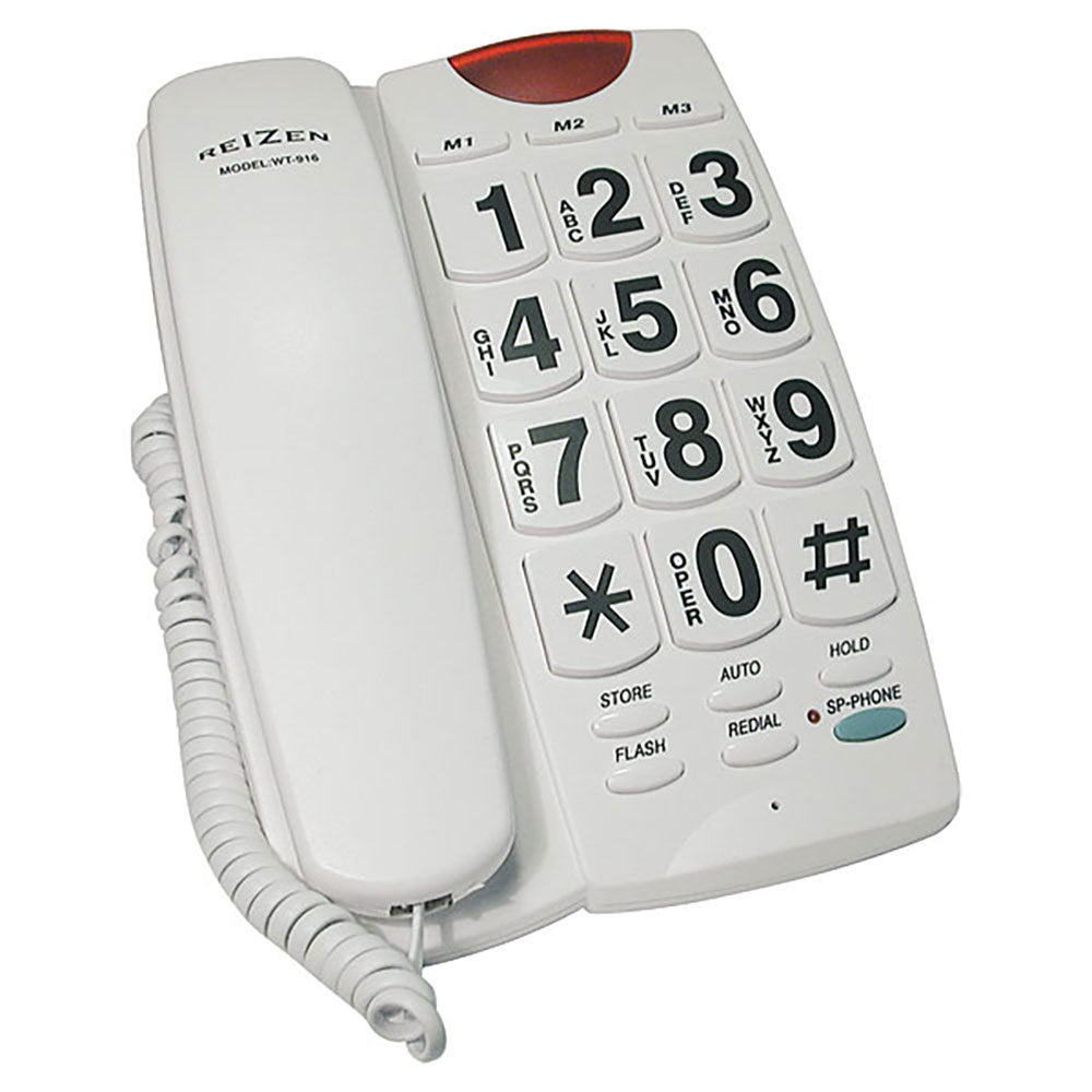 Large Button Phone White with Black Numbers