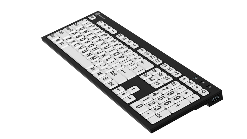 Large Print - Black on White NERO Slimline Keyboard – Windows
