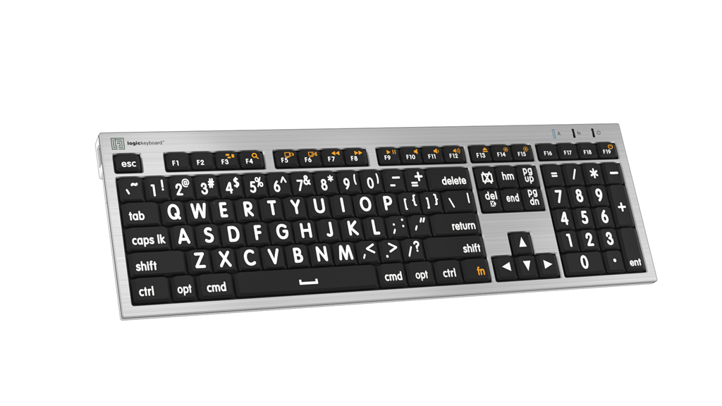 Large Print - White on Black ALBA Slimline Keyboard – Mac