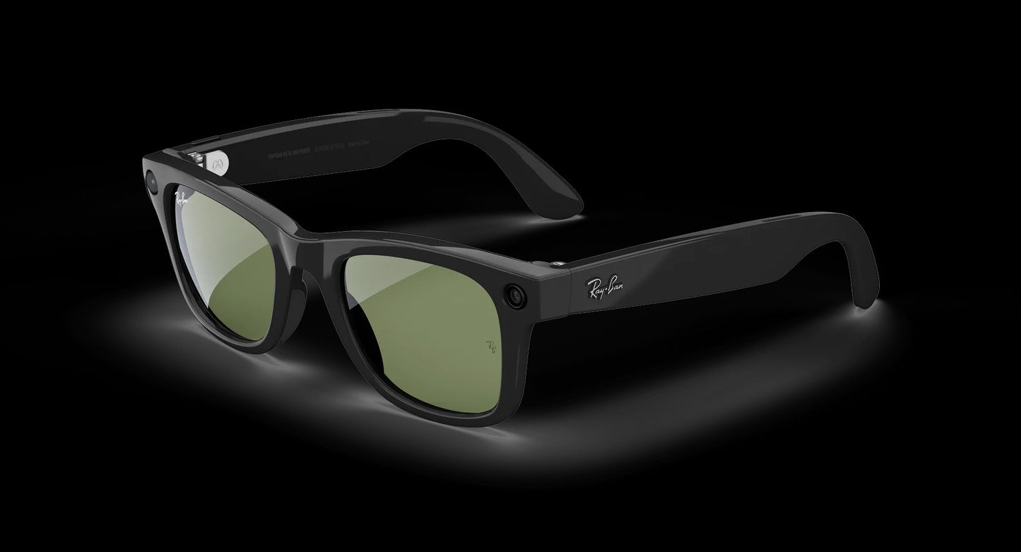 Used Meta Ray-Ban Meta AI Smart Glasses Shiny Black Frames Sunglasses or Clear Gen 1