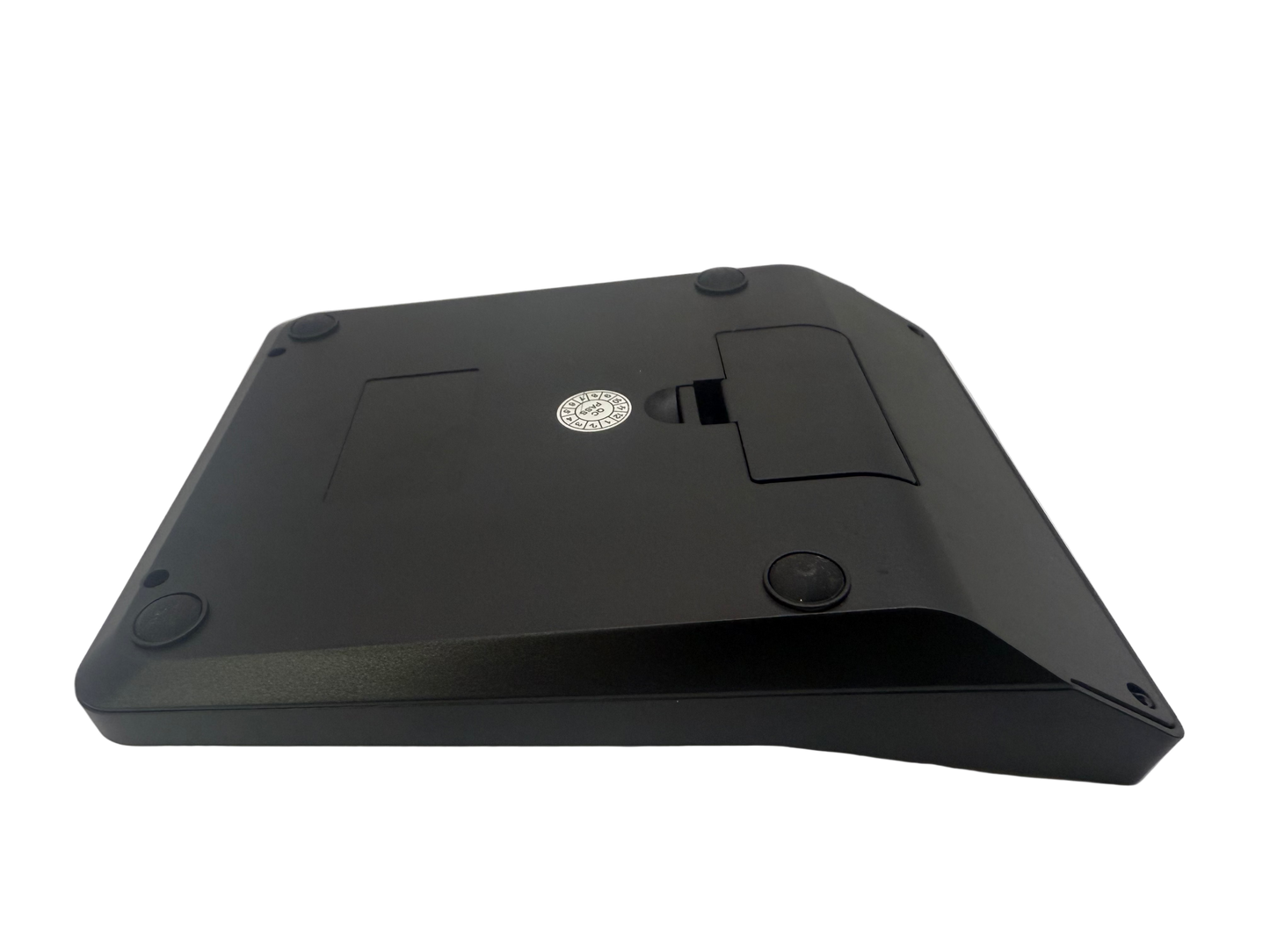 Black electronic device on a white background