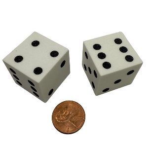 Soft Die White with Black numbers 25MM Foam set of 2