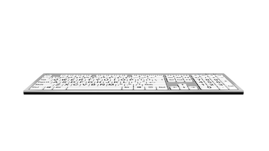 Large Print - Black on White Silver Slimline Keyboard – Windows