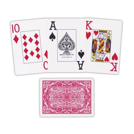 Close-up of Maverick Jumbo Face Playing Cards featuring Ace, King, and 10 of diamonds for easy viewing.