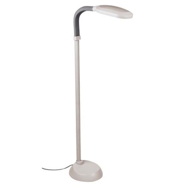 Sunlight Low Vision Floor Lamp with bendable neck for natural light, perfect for reading and hobbies.