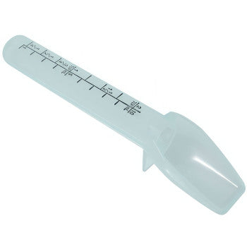Medicine spoon for children for precise liquid medication measurement, marked in tsp and cc.