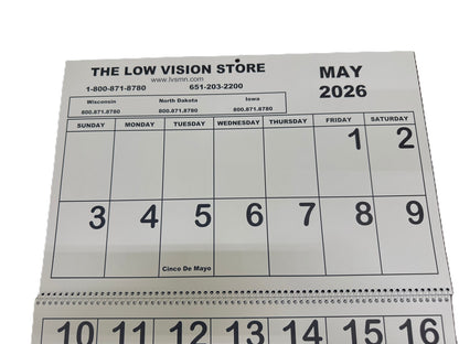 2026 Jumbo Low Vision Calendars Are in!