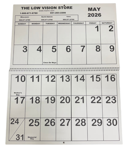 2026 Jumbo Low Vision Calendars Are in!