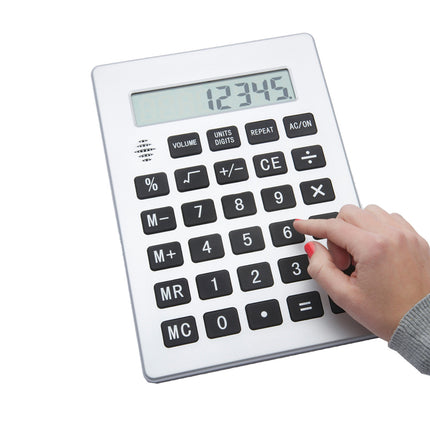 Jumbo 12-Digit Talking Calculator with large buttons, designed as a talking calculator for low vision.