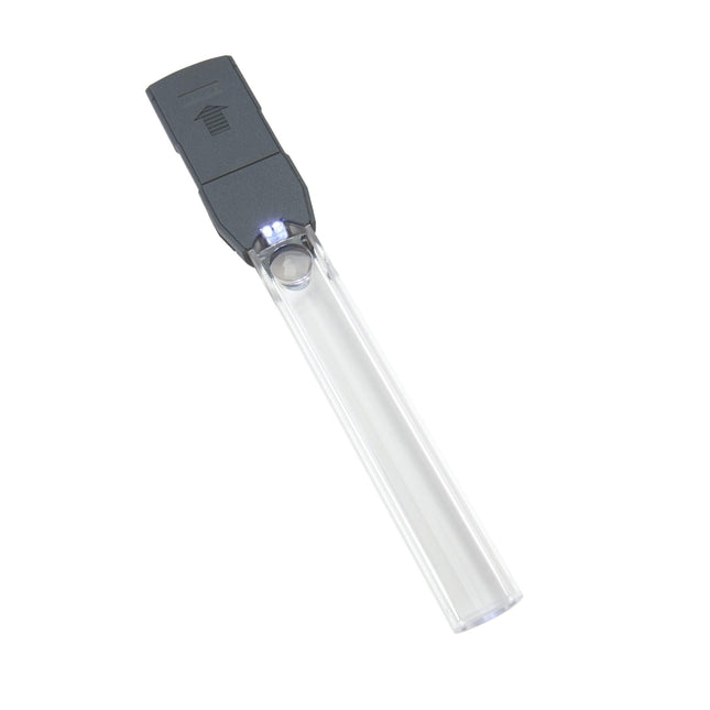 2x Magnification Bar Magnifier with Spot Lens featuring dual LED lights and adjustable brightness settings.