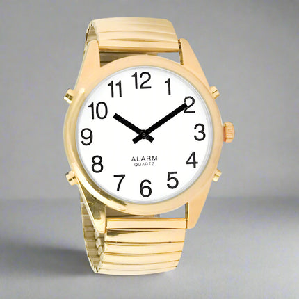 Talking Men's Watch XL Gold Expansion Band 4 button