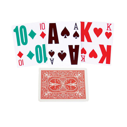 E Z See Jumbo Print Playing Cards for low vision, featuring bold numbers and high-contrast suits for easy identification.