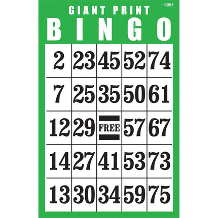 Giant Print Laminated Bingo Card featuring bold numbers for easy visibility, ideal for playing giant print bingo cards.