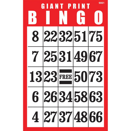Giant Print Bingo Cards Laminated