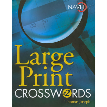 Cover of Large Print Crossword Puzzle Books featuring large text and magnifying glass design.