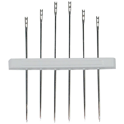 Self-threading sewing needles set of 6 assorted slit-eye needles for easy threading in sewing projects.