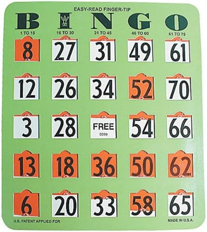 Easy Read Finger Tip Bingo Card - Green