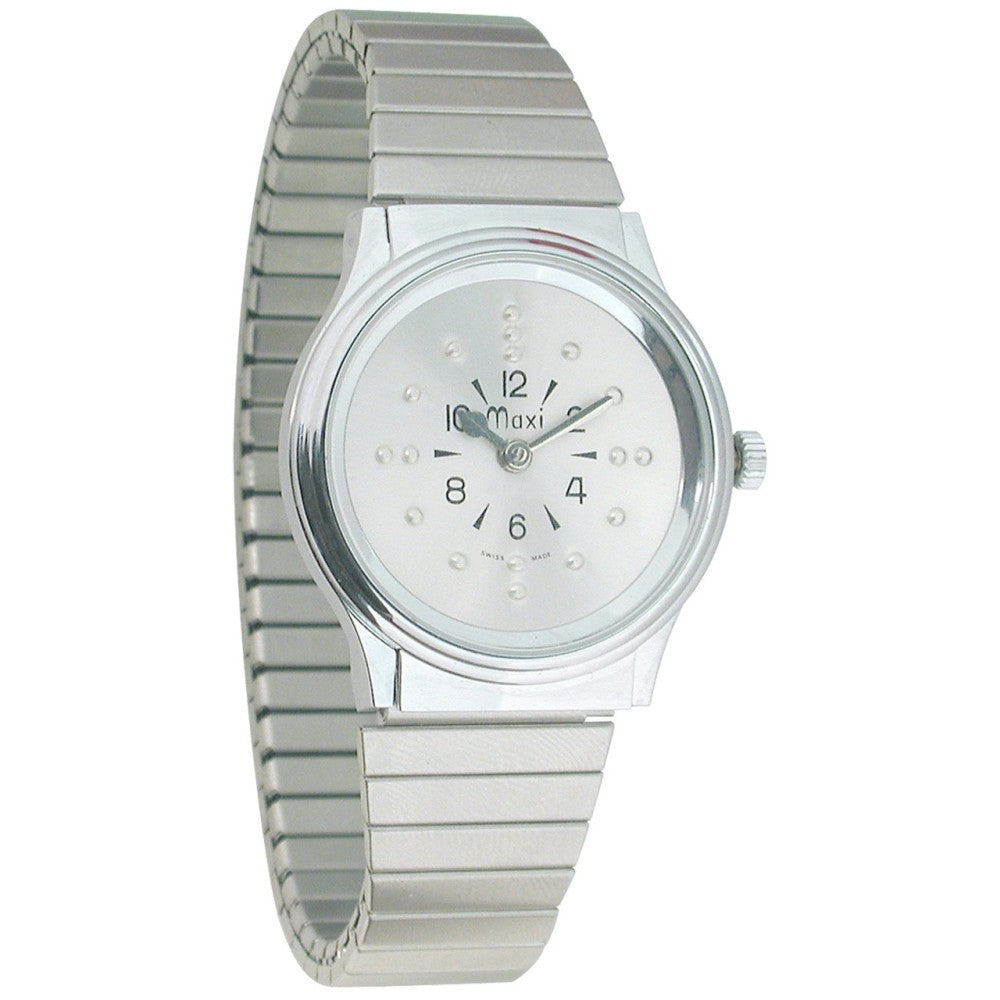 Braille Chrome watch with exp. band