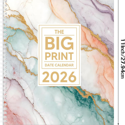 2026 Big Print Date Calendar Front cover will vary