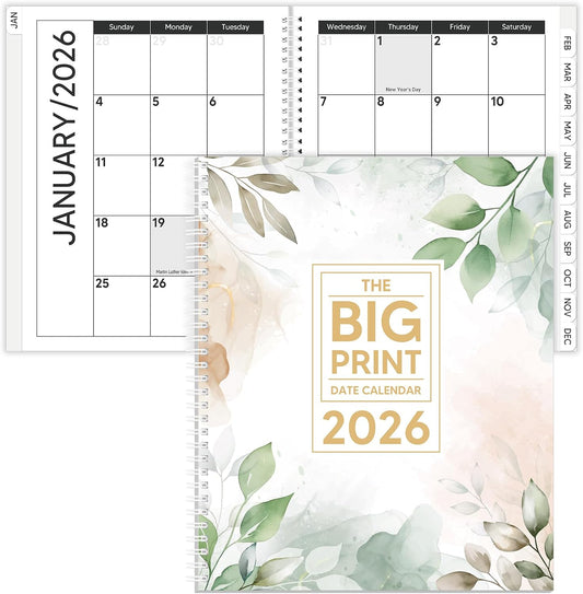 2026 calendar with floral design and 'The Big Print' branding
