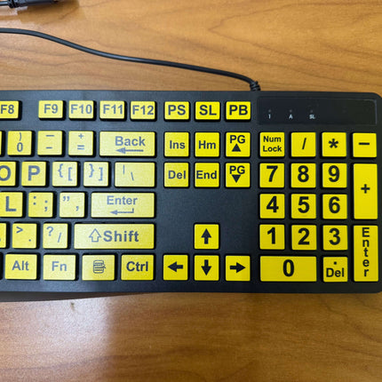Large Print Computer Keyboard. Yellow keys Black Letters