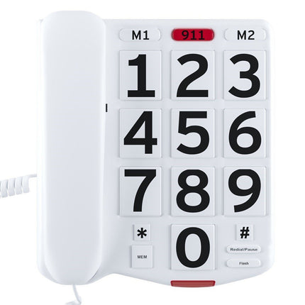 Big button telephone with speed dial featuring large keys for easy dialing, 911 emergency key, and programmable buttons.