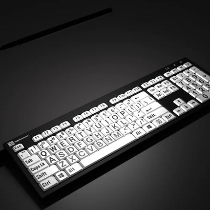 Large Print Keyboard for Windows with bold black on white keys, ideal for low vision users.