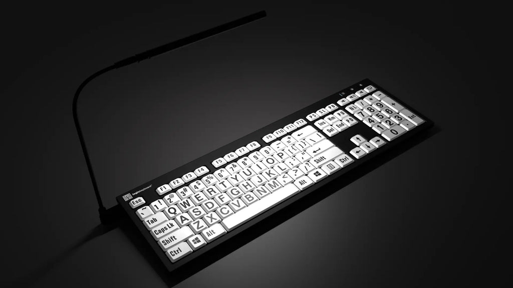 Large Print - Black on White NERO Slimline Keyboard – Windows