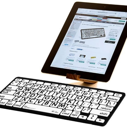 Large Print Bluetooth Keyboard for Windows paired with tablet, showcasing easy navigation and accessibility for users.
