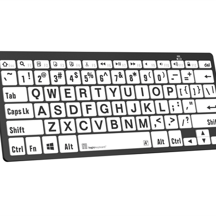 Large Print Bluetooth Keyboard for Windows with high-visibility black on white keys, designed for accessibility.