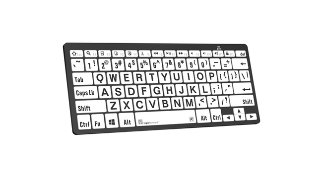 Large Print Bluetooth Keyboard for Windows with high-visibility black on white keys, designed for accessibility.