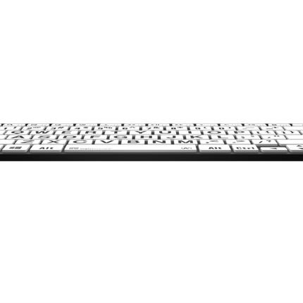 large print bluetooth keyboard for windows side view showing bold keys and modern design