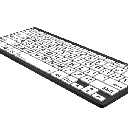 Large Print Bluetooth Keyboard for Windows with black keys and white lettering for easy visibility.