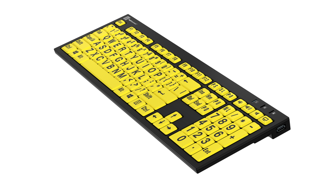 Large Print - Black on Yellow NERO Slimline Keyboard – Windows