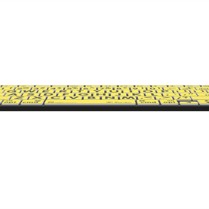 Large Print - Black on Yellow Mini Bluetooth Keyboard - Mac with oversized keys for better visibility.