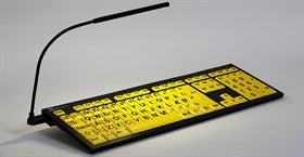 Large Print Slimline Keyboard with black keys and bright yellow lettering, designed for Windows PCs.