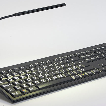 Large Print - Yellow on Black NERO Slimline Keyboard, ideal large print keyboard for windows with light.