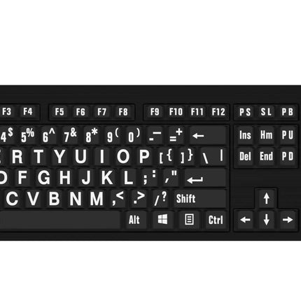 Large Print Keyboard White on Black -with light-PC
