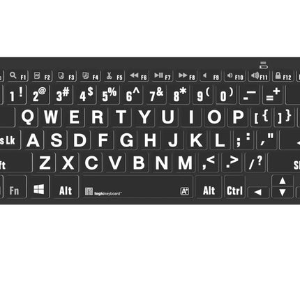 Large Print - White on Black Mini Bluetooth Keyboard – Windows
