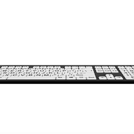 Large Print Keyboard for Windows - Black on White Slimline design, ideal for accessibility and low vision users.