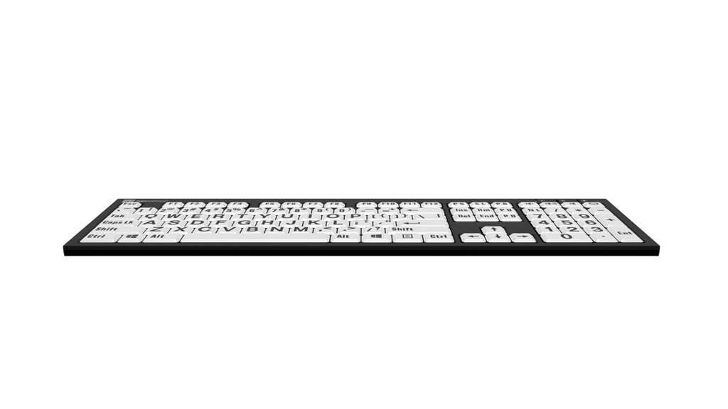 Large Print - Black on White NERO Slimline Keyboard – Windows