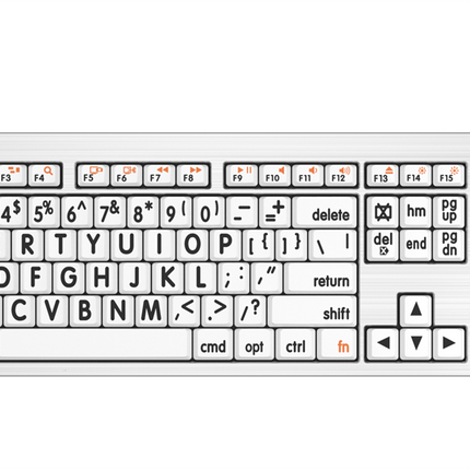 Large Print Mac Keyboard in black on white from ALBA with bold keys for easier visibility and accessibility.