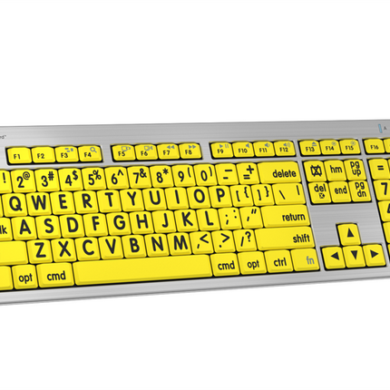 Large Print Keyboard for Mac - Black on Yellow ALBA Slimline design, ideal for accessibility and ease of use.