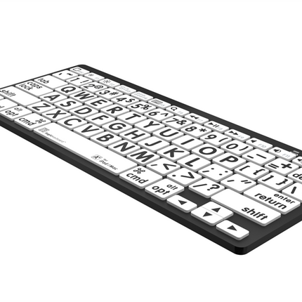 large print Bluetooth keyboard for Mac on a white background with large, easy-to-read keys.
