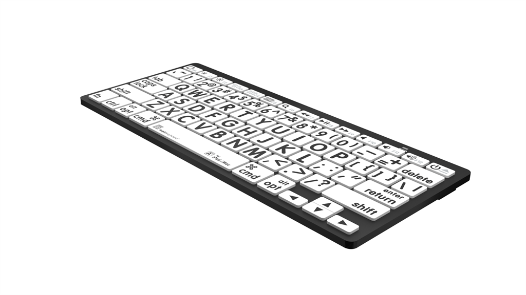 Large Print - Black on White Mini Bluetooth Keyboard - Mac