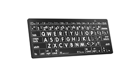 Large Print - White on Black Mini Bluetooth Keyboard - Mac