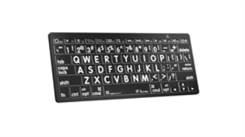 Large Print - White on Black Mini Bluetooth Keyboard - Mac