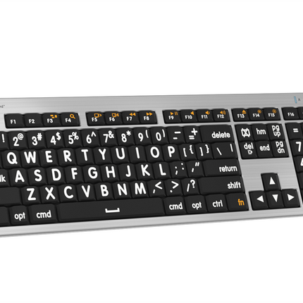 Large Print Mac Keyboard - White on Black ALBA Slimline Keyboard for improved accessibility and easy navigation