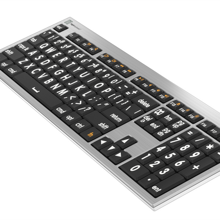 Large Print Mac Keyboard - ALBA Slimline Design with Bold White on Black Keys for Easy Visibility