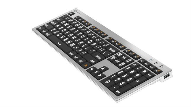 Large Print Mac Keyboard - ALBA Slimline Design with Bold White on Black Keys for Easy Visibility